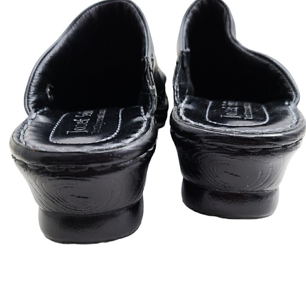 Joseph Siebel Black Leather Slip on Heeled Clog Mules - Picture 4 of 10
